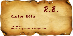 Rigler Béla névjegykártya
